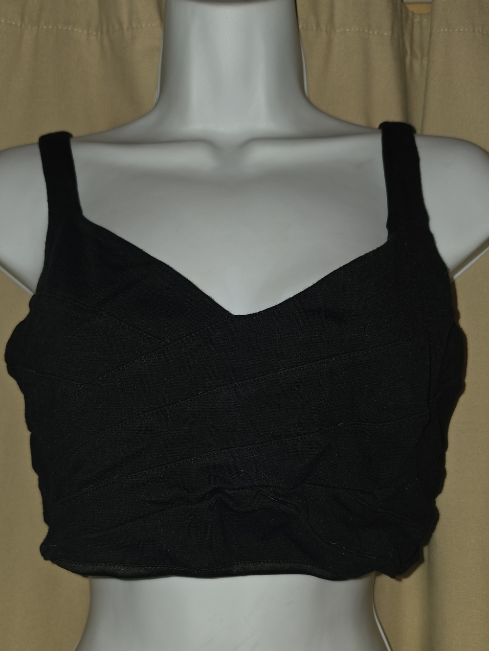 Express Black Cropped Bralette with Wide Straps Zip Back